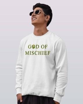 Men Typographic Print Regular Fit Crew-Neck Sweatshirt