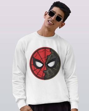Men Spider Man Print Regular Fit Sweatshirt
