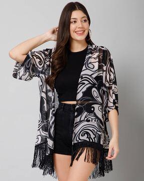Printed Front-Open Shrug