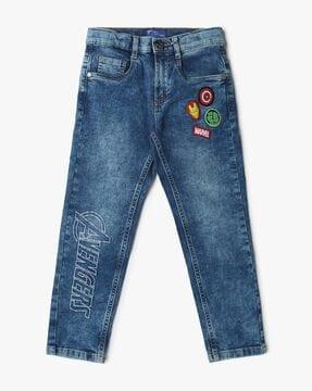 Boys Heavily Washed Straight Fit Jeans