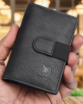 Men Logo Embossed Card Holder with Snap-Button Closure