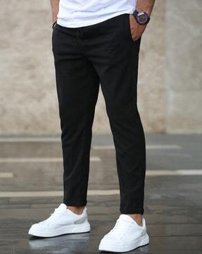 Men Straight Track Pants with Elasticated Waist