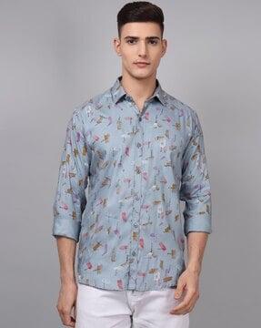 Men Regular Fit Floral Print Shirt with Spread Collar