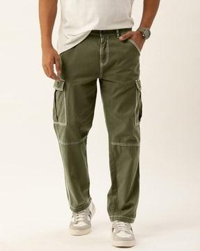 Men Relaxed Fit Flat-Front Cargo Pants