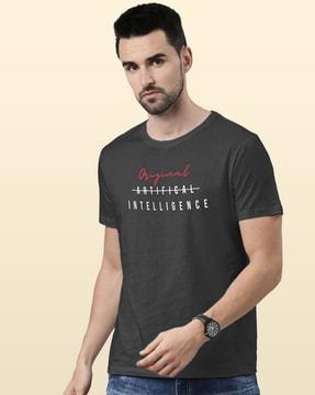 Men Typographic Print Round-Neck T-Shirt