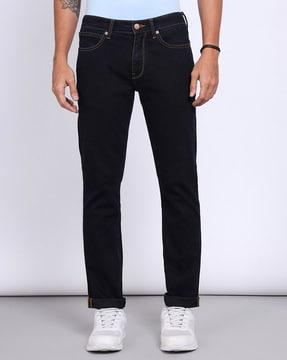Men Mid Washed Tapered Jeans