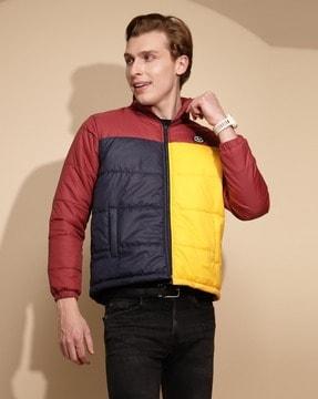 Men Colourblock Regular Fit Puffer Jacket