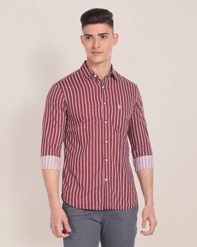 Men Striped Regular Fit Shirt with Patch Pocket