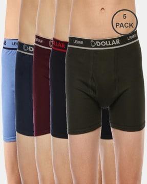 Pack of 5 Men Typographic Print Trunks with Elasticated Waist