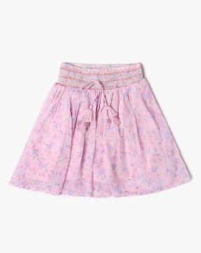 women-floral-print-flared-skirt