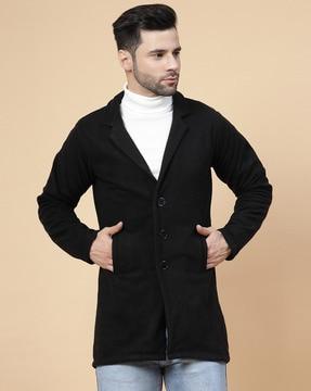 Men Regular Fit Coat with Button Closure