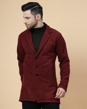 Men Regular Fit Coat with Button Closure