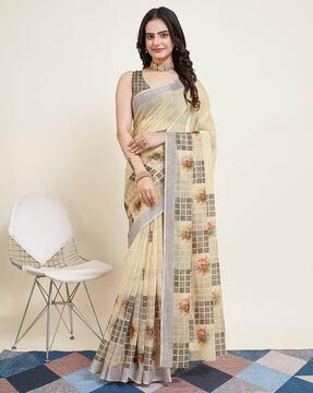 Woven Designer Cotton Silk Printed Saree Traditional Saree