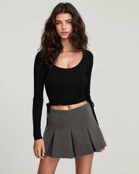 women-round-neck-relaxed-fit-top-with-drawstring
