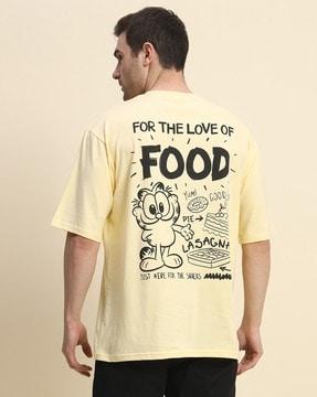 Men Garfield Print Oversized Crew-Neck T-Shirt