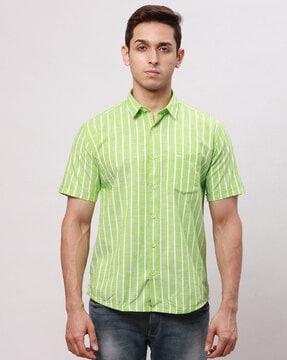 men-striped-slim-fit-shirt-with-patch-pocket