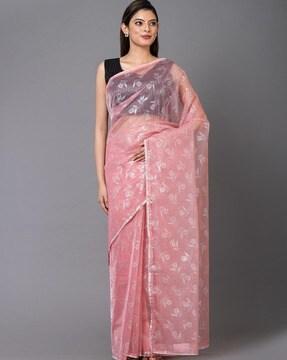 Women Floral Print Saree with Contrast Border