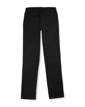 Men Straight Fit Flat-Front Trousers