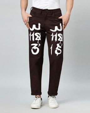 Men High-Rise Typographic Print Non-Stretch Jeans
