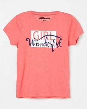 Girl Typographic Print Regular Fit T-Shirt