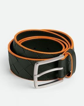 Intrecciato Belt with Contrasted Edges