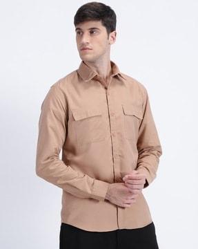Men Regular Fit Shirt with Cargo Pockets