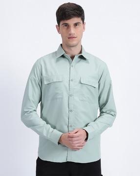 Men Regular Fit Shirt with Flap Pockets