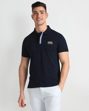 Men Logo Embroidered Muscle Fit Polo T-Shirt