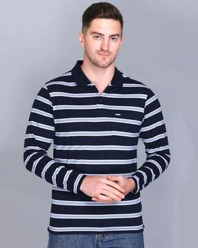 Men Striped Regular Fit Polo T-Shirt