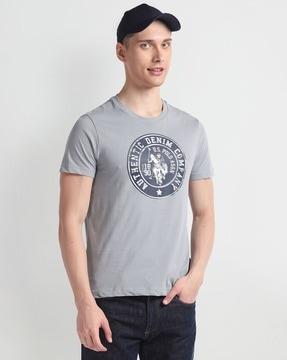 Men Brand Print Muscle Fit Crew-Neck T-Shirt