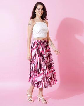 Graphic A-Line Skirt with Elasticated Waist