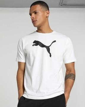 Men Logo Print Regular Fit Crew-Neck T-Shirt