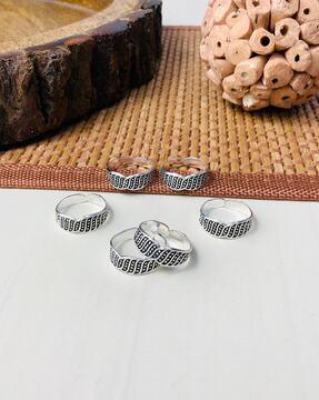 Women Set of 3 Silver-Plated Adjustable Toe Rings