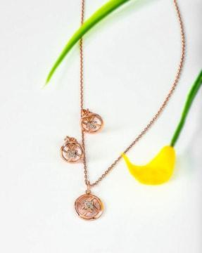 women-sterling-silver-rose-gold-plated-pendant-&-earrings-set