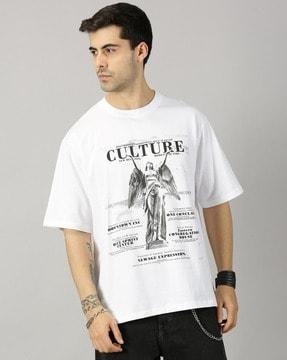 Men Graphic Print Relaxed Fit Crew-Neck T-Shirt