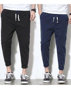 Pack of 2 Men Straight Track Pants with Elasticated Waist