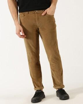 Men Straight Fit Chinos with Insert Pockets