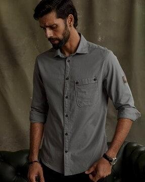 slim-fit-cotton-shirt-with-patch-pocket