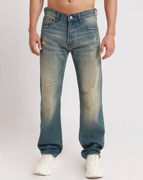 Men Lightly Distressed Relaxed Jeans