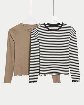 Girls Pack of 2 Striped Relaxed Fit Tops