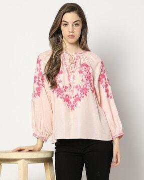 Women Embroidered Relaxed Fit Top