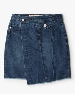 Girls Washed Slim Fit A-Line Denim Skirt