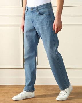Men Heavily Washed Relaxed Fit Jeans