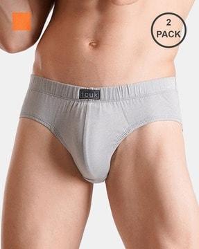Men Pack of 2 Briefs with Logo Waistband