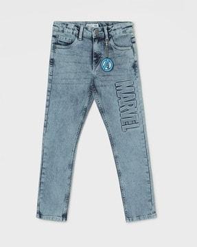 Boys Typographic print Jeans with Slip-Pockets