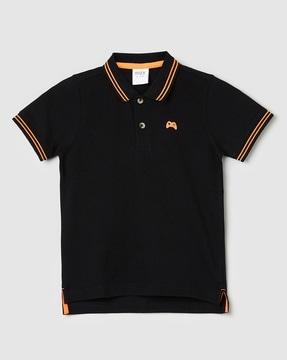 Boys Regular Fit Polo T-Shirt with Contrast Taping