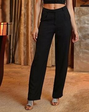 Women Relaxed Fit Pleated Trousers
