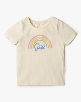 Girls Brand Print Slim Fit Round-Neck T-Shirt