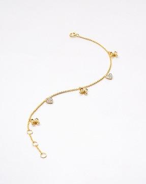 Women Yellow Gold Heart & Bloom Diamond Bracelet