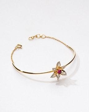 Women Yellow Gold Scarlet Floral Diamond Bracelet